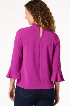 Cato Petite Keyhole Mock Neck Top> Petites|Tops