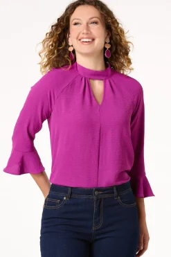 Cato Petite Keyhole Mock Neck Top><noscript><img width=