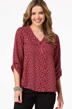 Cato Petite Red Link Equipment Top> Petites|Tops