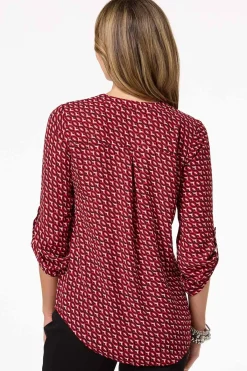 Cato Petite Red Link Equipment Top> Petites|Tops