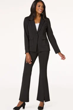 Cato Petite Ribbed Split Hem Flare Pants><noscript><img width=