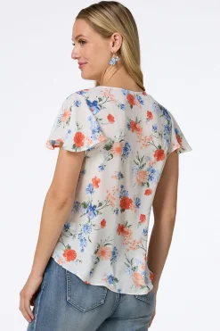 Cato Petite Scalloped Floral Top> Petites|Tops
