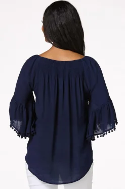 Cato Petite Smocked Pom Sleeve Poet Top> Petites|Tops