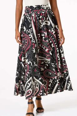 Cato Petite Sweeping Scarlet Floral Maxi Skirt> Petites|Skirts
