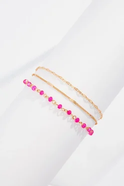 Cato Pink Bead Chain Anklet> Anklets