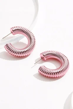 Cato Pink Coil Hoop Earrings> Earrings