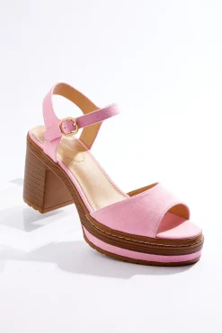 Cato Pink Faux Suede Platform Sandals> Sandals|Heels