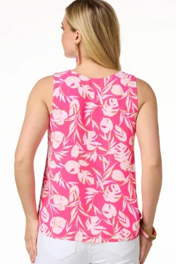 Cato Pink Palm Tank> Tops