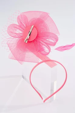 Cato Pink Rose Feather Fascinator><noscript><img width=