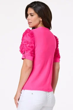 Cato Pink Textured Puff Sleeve Top> Tops