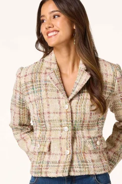 Cato Plaid Boucle Blazer><noscript><img width=