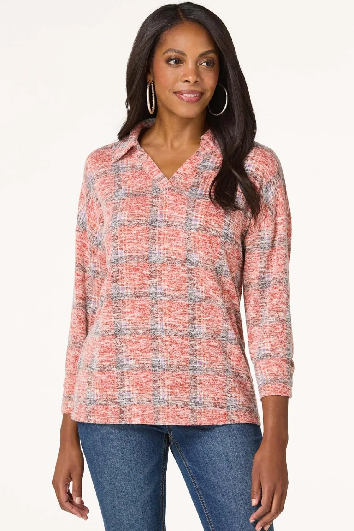 Cato Plaid Collared Shirt> Tops