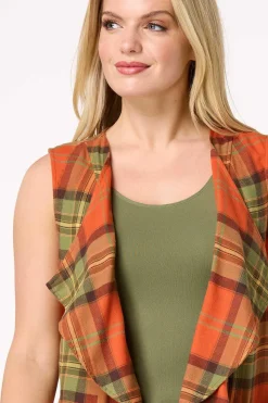 Cato Plaid Draped Vest><noscript><img width=