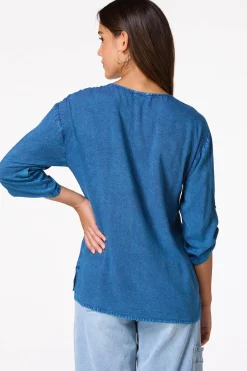Cato Pleated Acid Wash Shirt> Tops