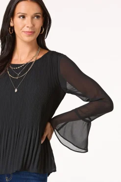 Cato Pleated Bell Sleeve Top><noscript><img width=