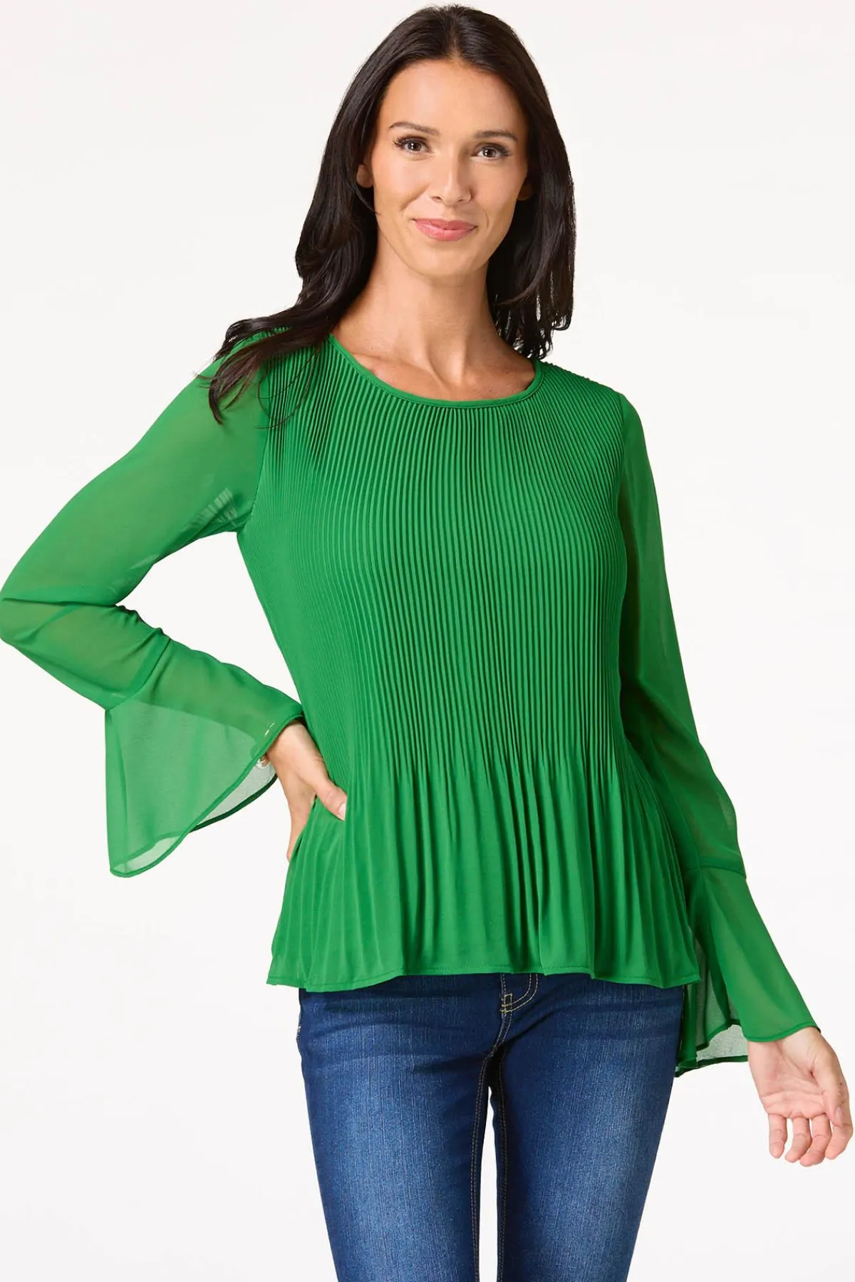 Cato Pleated Bell Sleeve Top> Tops