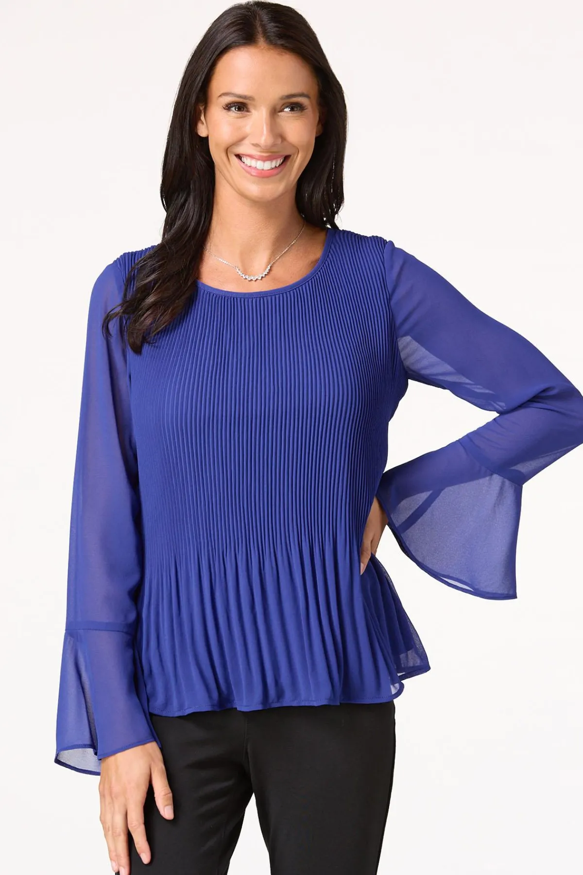 Cato Pleated Bell Sleeve Top> Tops