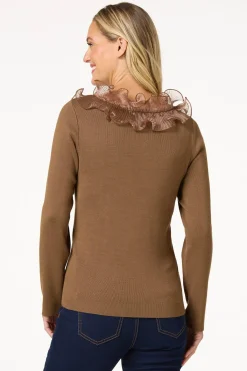 Cato Pleated Ruffled Neck Sweater> Sweaters