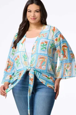 Cato Plus Size Parrots In Paradise Kimono> Cover Ups
