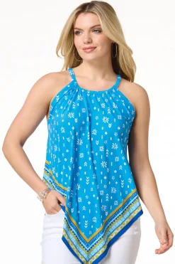 Cato Pointed Border Floral Tank> Tops