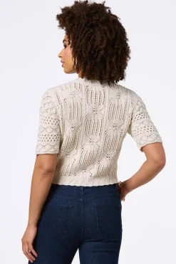 Cato Pointelle Tie Front Cardigan> Sweaters