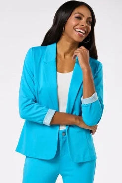 Cato Printed Cuff Ponte Blazer><noscript><img width=
