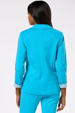 Cato Printed Cuff Ponte Blazer><noscript><img width=