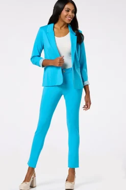 Cato Printed Cuff Ponte Blazer><noscript><img width=