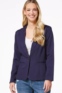 Cato Printed Cuff Ponte Blazer><noscript><img width=