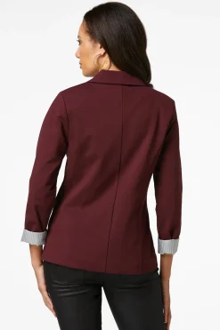 Cato Printed Cuff Ponte Blazer><noscript><img width=