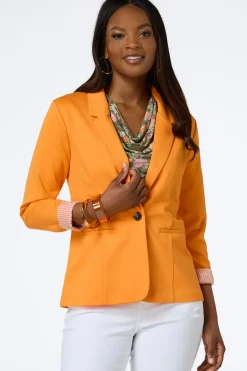 Cato Printed Cuff Ponte Blazer><noscript><img width=
