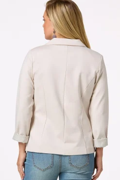 Cato Printed Cuff Ponte Blazer><noscript><img width=