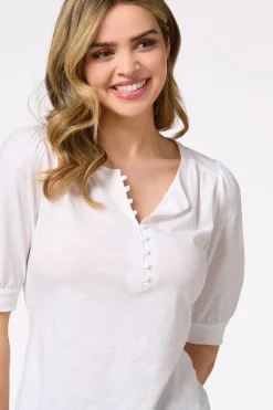 Cato Puff Sleeve Henley><noscript><img width=
