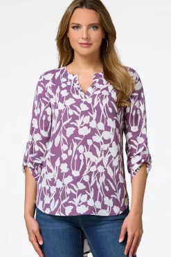 Cato Purple Floral Tunic> Tops