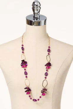 Cato Purple Petal Long Necklace Set> Sets|Necklaces