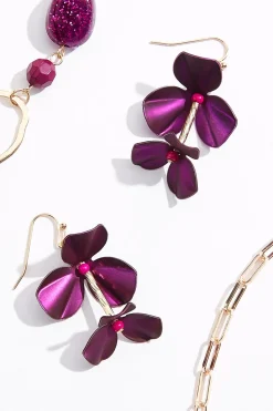 Cato Purple Petal Long Necklace Set><noscript><img width=