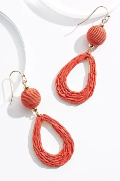 Cato Raffia Ball Tear Earrings> Earrings