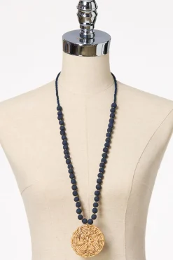 Cato Raffia Circle Pendant Necklace> Necklaces