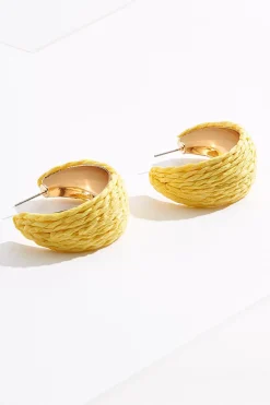Cato Raffia Moon Shape Hoop Earrings> Earrings