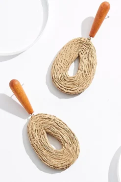 Cato Raffia Statement Oval Earrings> Earrings