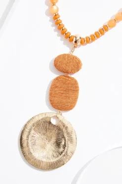 Cato Raffia Tiered Circle Pendant Necklace><noscript><img width=