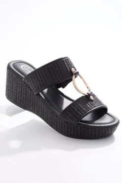 Cato Raffia Two Band Wedges> Sandals
