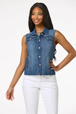Cato Raw Hem Denim Vest><noscript><img width=