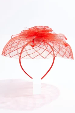 Cato Red Criss Cross Fascinator> Hats & Hair
