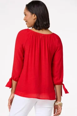 Cato Red Keyhole Top> Tops