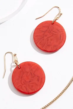 Cato Red Lucite Pendant Wire Necklace Set><noscript><img width=