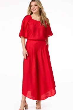 Cato Red Pleated Wide Leg Pants><noscript><img width=
