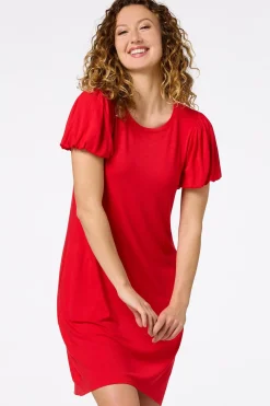 Cato Red Puff Sleeve Dress> Dresses