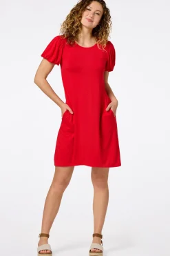 Cato Red Puff Sleeve Dress><noscript><img width=