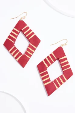 Cato Red Wood Cutout Earrings> Earrings